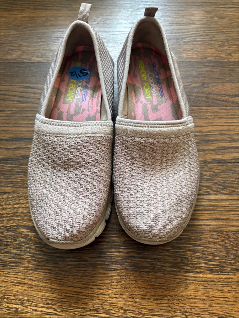 Skechers Slip-On Knit Memory Foam Mules in Blush